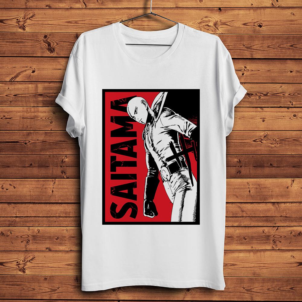 T-shirt humoristique One Punch Hero pour homme, blanc, décontracté, à manches courtes, unisexe, streetwear, manga