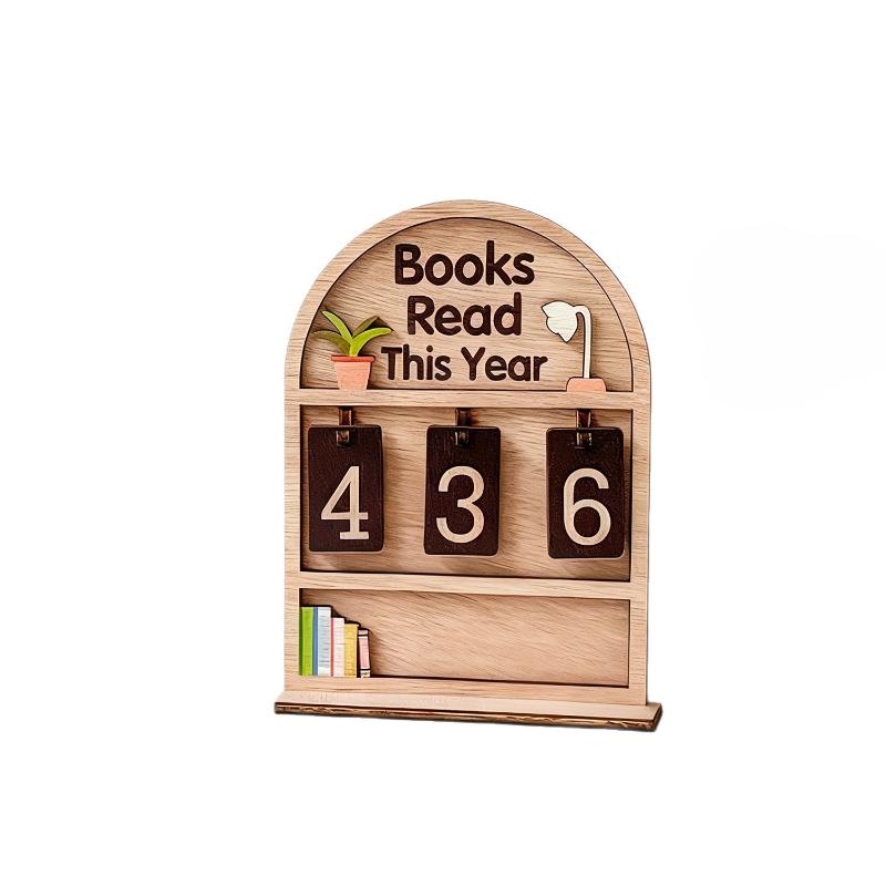 Wooden Book Read This Year Counter Reading Challenge Tracker Bookshelf Club Classroom Decor New Years Gifts For Bookworm Family