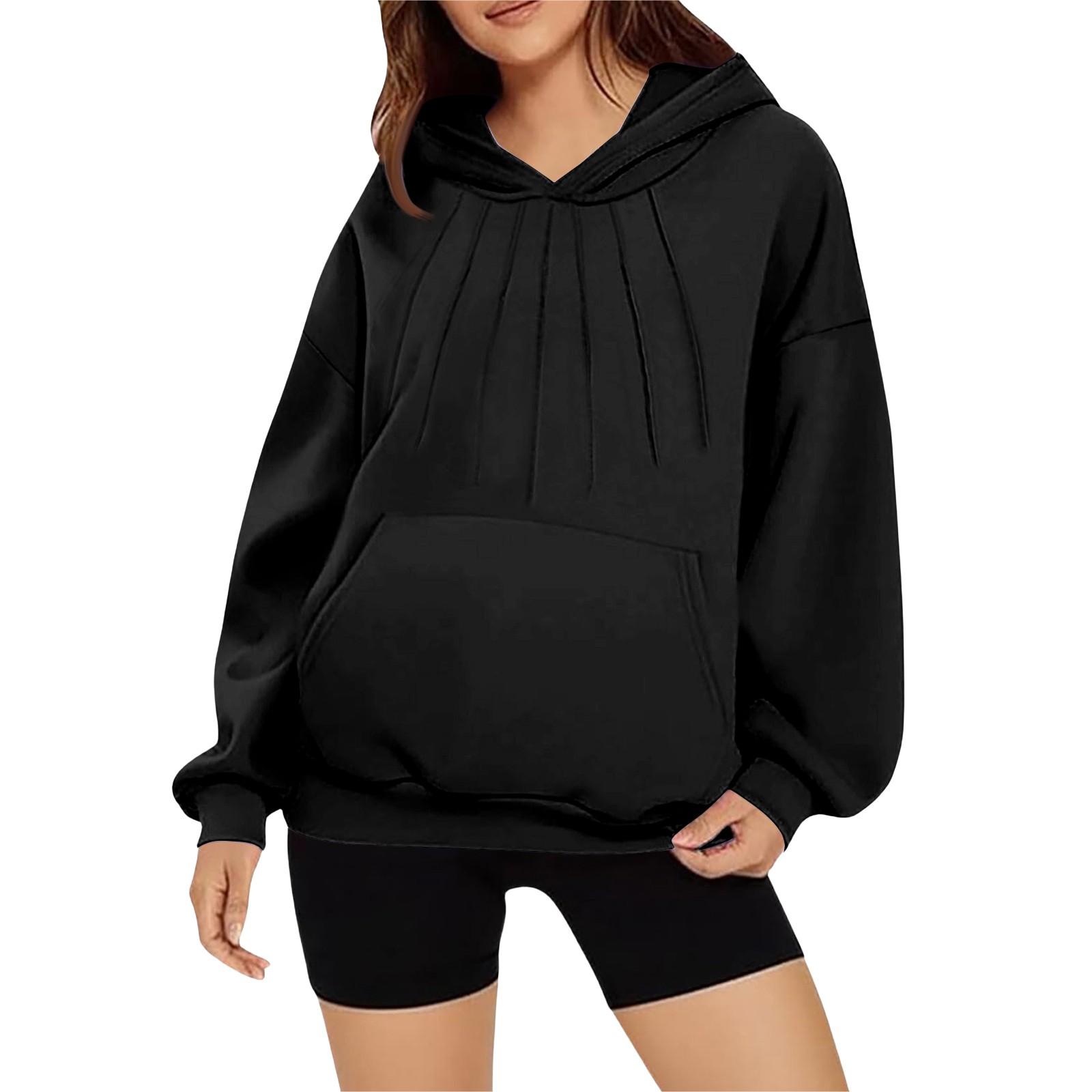 Женская модная и удобная толстовка с длинными рукавами однотонной расцветки M