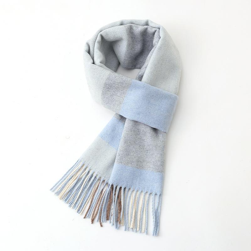 Luxury Autumn Winter Korean Plaid Scarf Women Thickening Warm Tassel Shawl Cashmere Muffler Fashion Designer Scarves