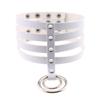 Four Row Rivet PU Leather Choker, Harajuku Punk Circular Ring Street Bar Necklace
