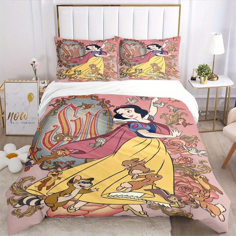 3pcs Snow White and the Animals Bedding Set, Including 1 Quilt Cover and 2 Pillow Shams, Without Filling, Soft and Comfortable Home Bedroom S088