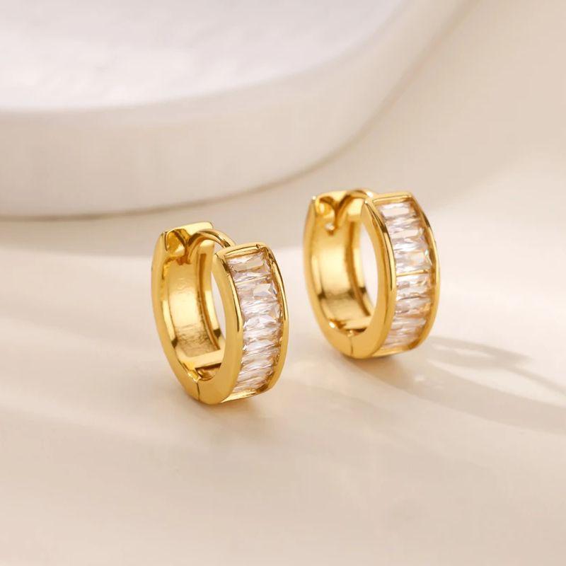 Kostenloser Versand Kubikzirkonia Creolen Ohrstecker Für Damen Edelstahl Piercing Ohrring 2025 Neue Mode Hochzeit Zirkon Geschenk