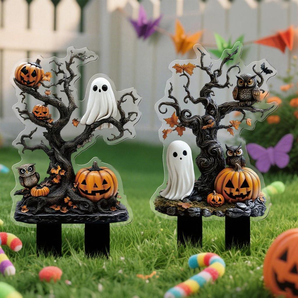 Halloween Decorations Outdoor Stakes Halloween Decorations Outdoor Yard Signs 2D Scary Party Supplies Outside Decor Signs For