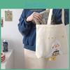 Soft Plush Duck Print Canvas Shoulder Bag With Zipper Closure For Leisure