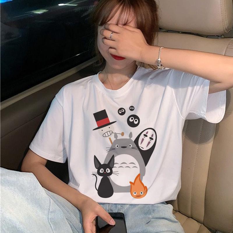New Totoro T Shirt Women Studio Ghibli Kawaii 90S Graphic T-Shirt Harajuku Miyazaki Hayao Ullzang Tshirt Top Tees Female