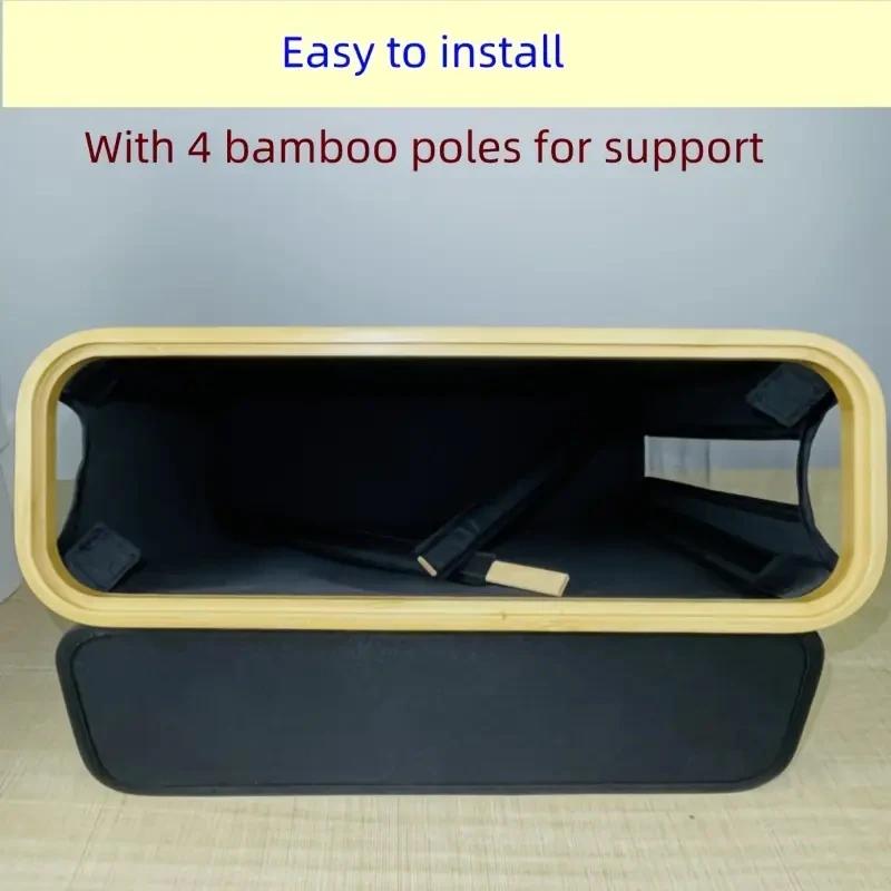 1 Storage Basket, Storage Shelf, Large Paper Holder, 12 Rolls Of Toilet Paper, Storage Rack With Lid, Oxford Cloth + Bamboo Stor