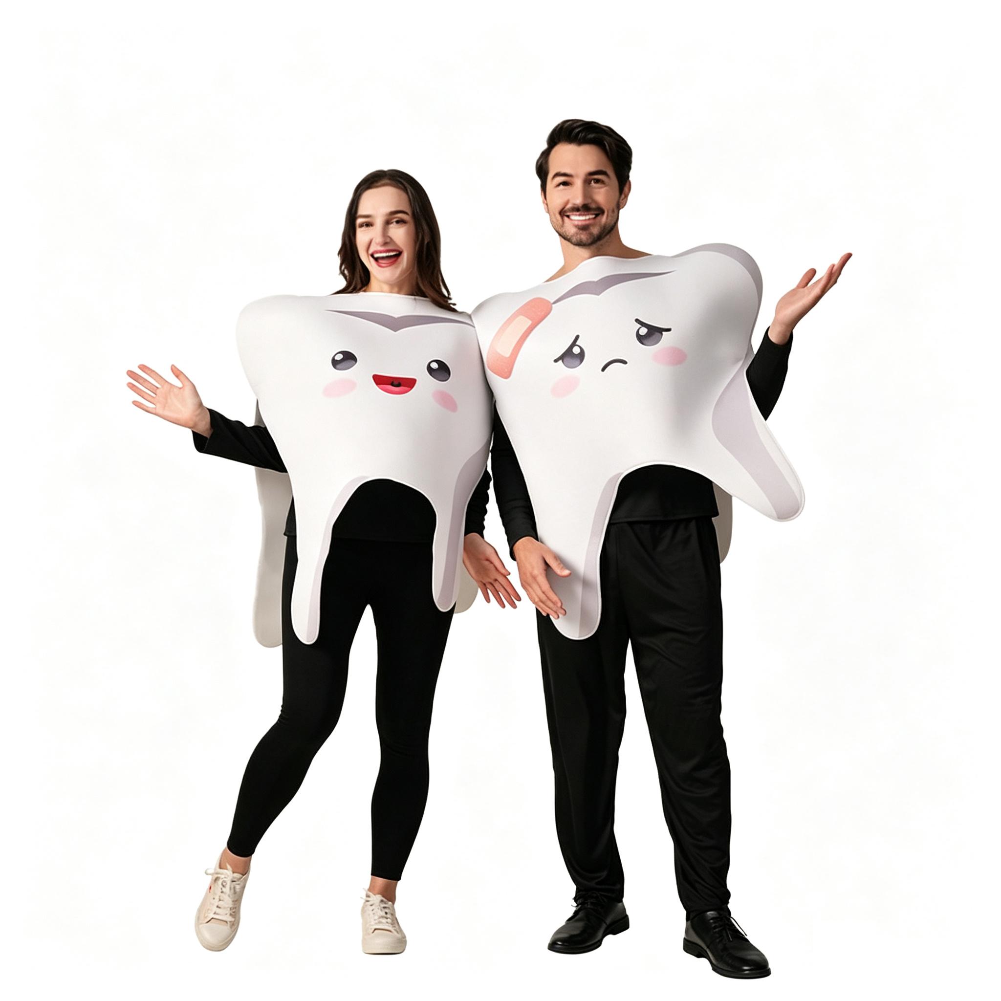 Tandfeestkostuums voor volwassen koppels One size fits all adults wit