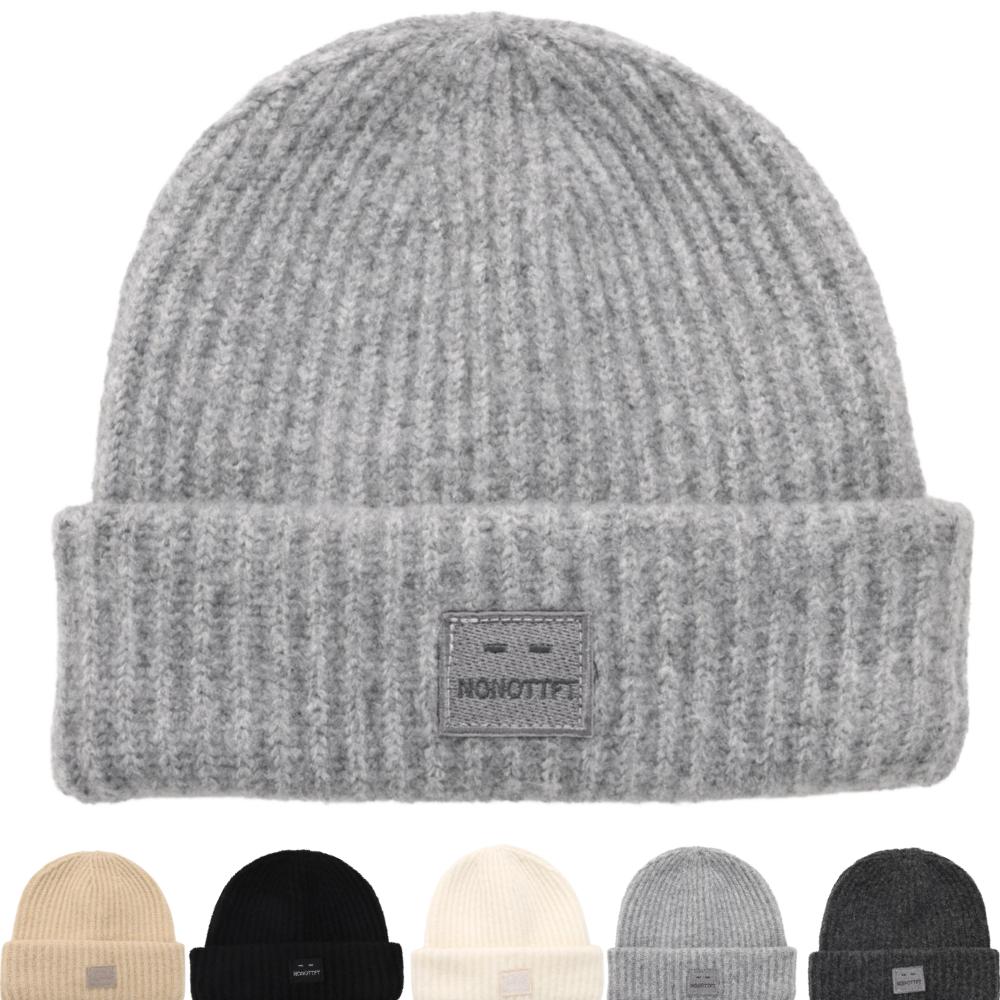 New Style Slouchy Beanie Hats Winter Warm Cap Y2K Cap For Women Solid Color Face Patch Winter Knitted Girl Hats Gift