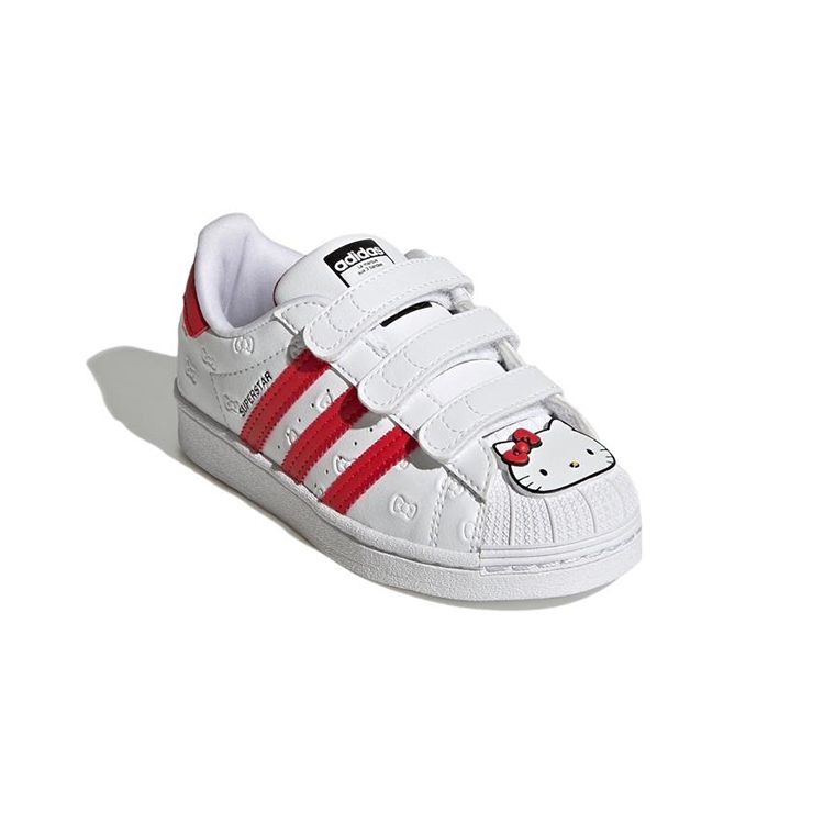 Adidas Hello Kitty x Superstar J Celoplošné embosované mašle Dětské tenisky Bílá Oblačně bílá Živě červená GV8865