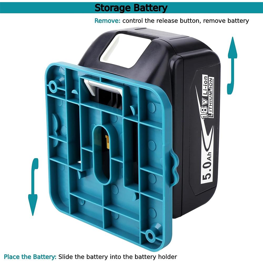 5PCS Battery Holder Storage Rack for Dewalt/Makita/Milwaukee 14.4V 18V Li-ion Battery Wall Mount Tool Bracket Fixing