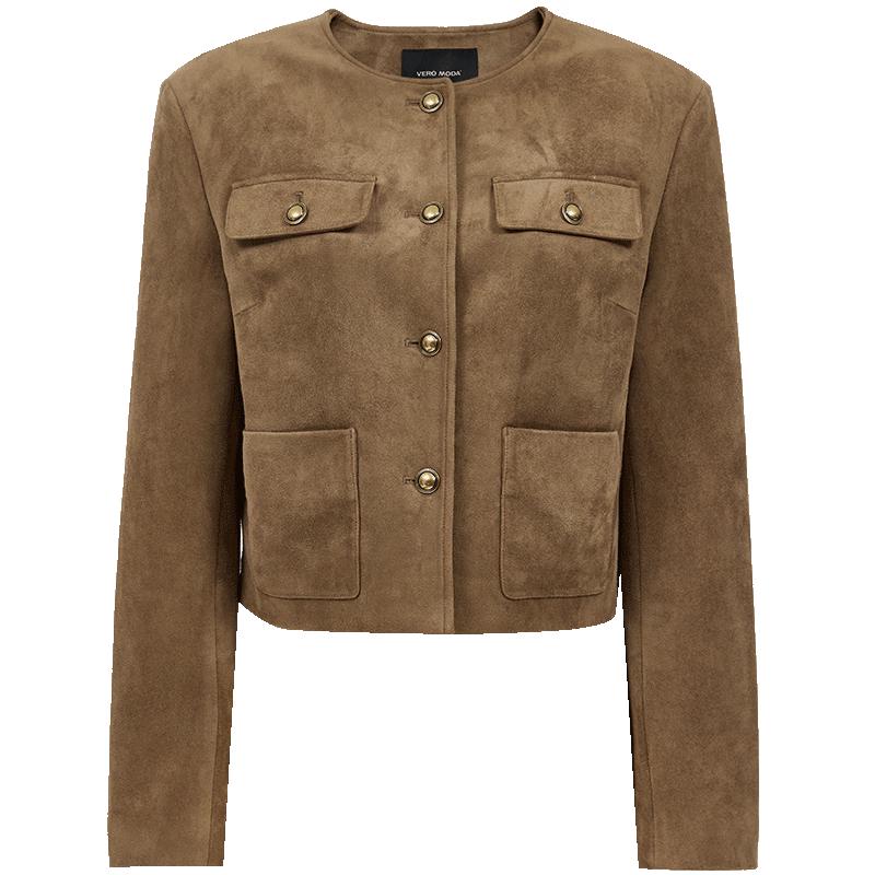 

VEROMODA 2025 Осень Куртка короткая с круглым вырезом и карманами с клапанами L