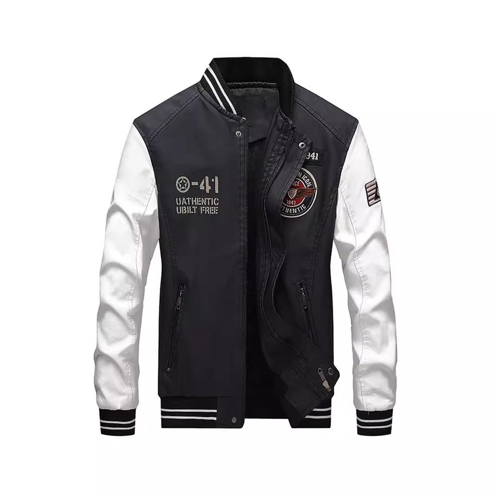 Autumn and winter men's leather jacket baseball jersey PU men's jacket