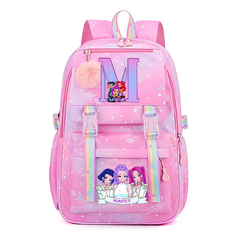 Anime Cartoon Letter Print Small Fresh Rainbow Backpack Korean Version Trend Student Large Capacity Schoolbag