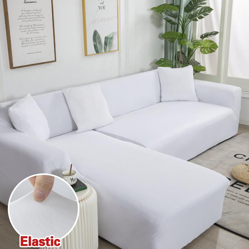 Solid Color Corner Sofa Cover Elastic Thin Fabric Sofa Covers for Living Room Pets L shape Sofa Need Order 2 pieces Slipcover