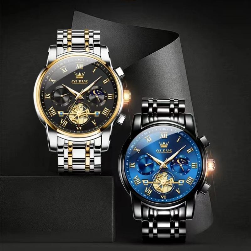 OLEVS 2859 With Gift Box Multifunctional Waterproof Quartz Watch Luminous Non-Mechanical Men'S Watch
