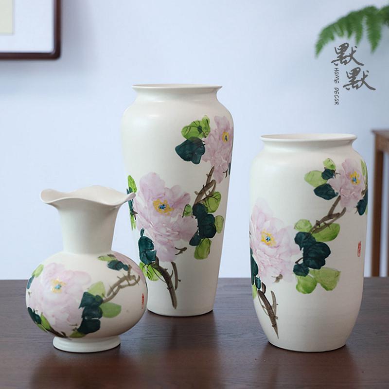 Hand-painted Peony Ceramic Vase for Hydroponic Flower Arrangement