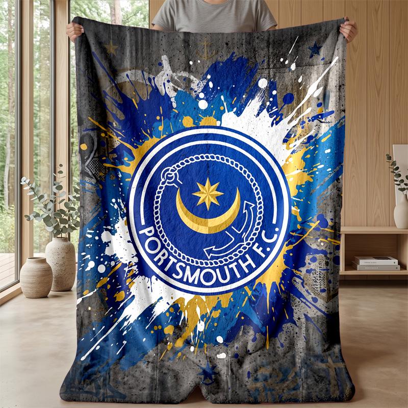 Coperta Morbida in Pile Flanella Portsmouth FC Leggera Accogliente Calda Coperta da Lancio per Divano Letto Decorazione Casa