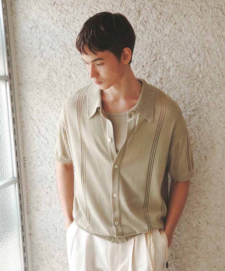 KNITTED Linen Sci-Fi Knit Shirt Sage Green