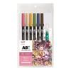 Tombow Brush Pen Dual Brush Pen ABT 6 Colors & Water Brush Illustration Set Flower AB-T6CFRQA