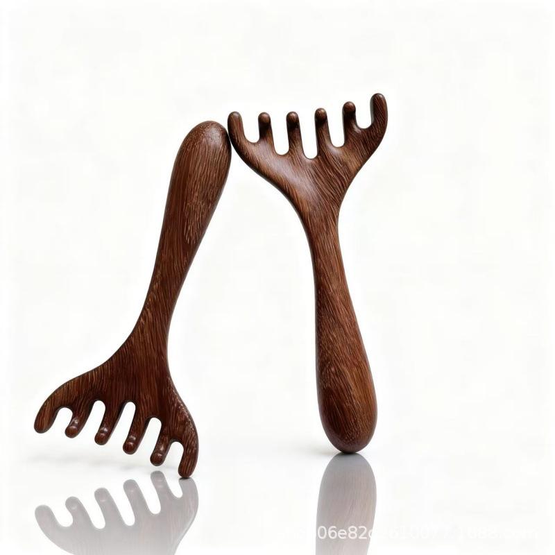 Sandalwood Six-Claw Antler Comb for Meridians and Scalp Acupoint Therapy
