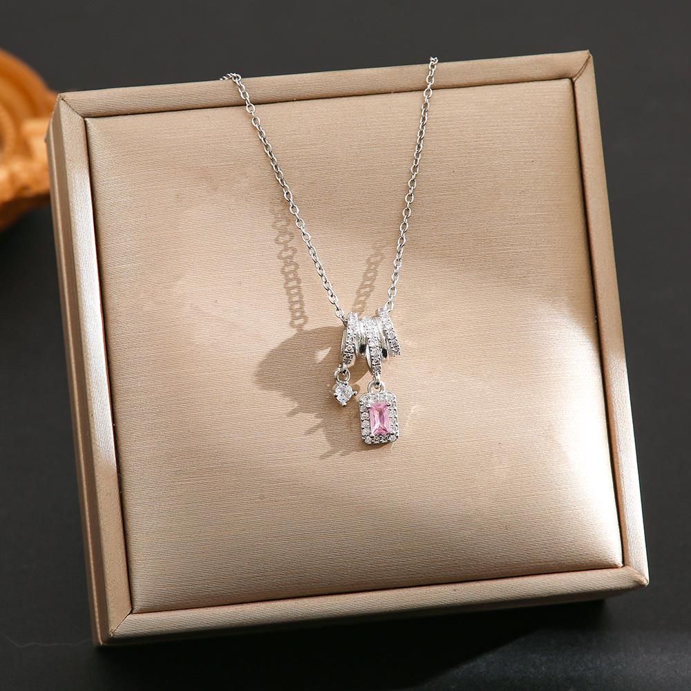 Women's Silver Titanium Steel Necklace with Micro-Inlaid Zircon - Elegant, Durable Clavicle Chain Jewelry