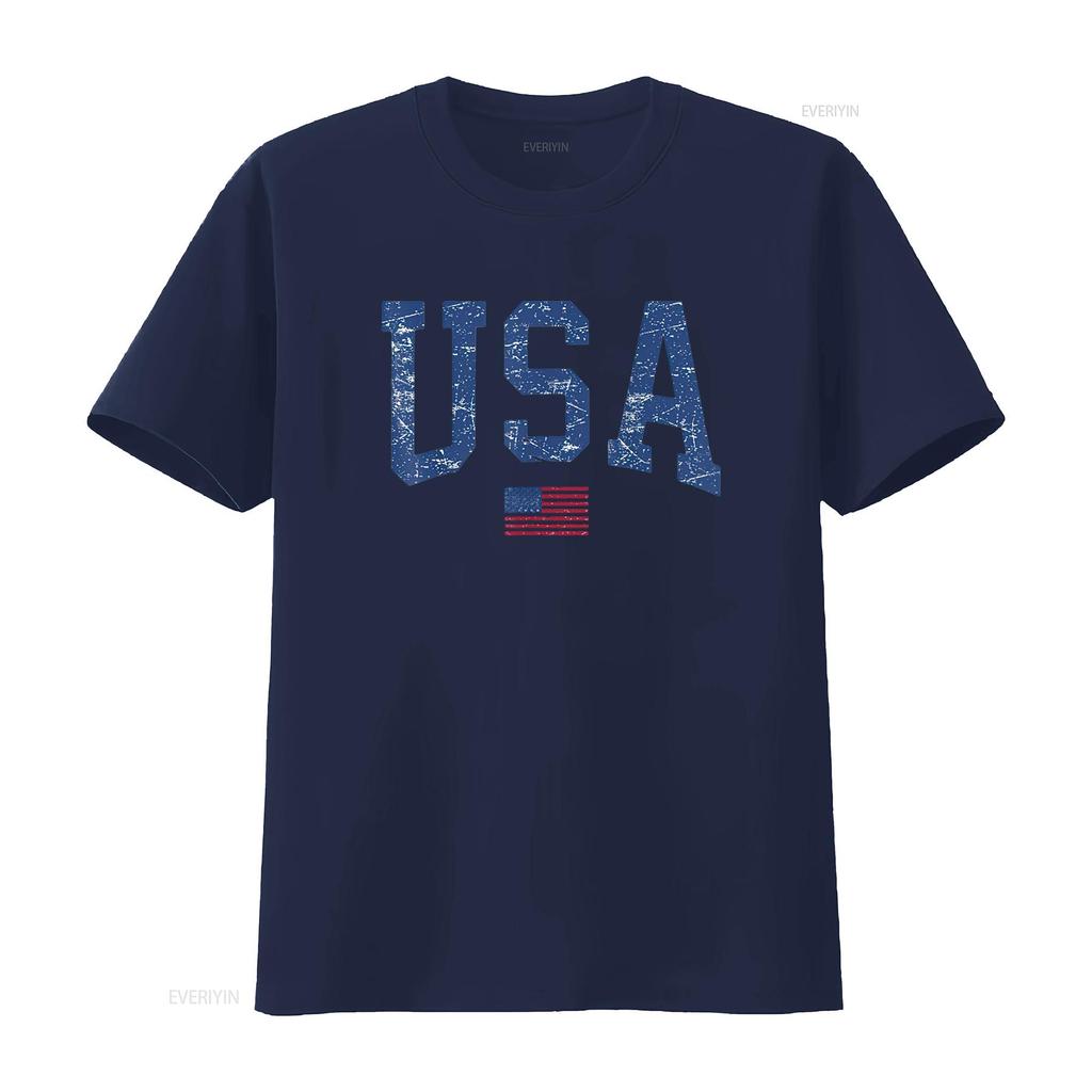 USA T Shirt Women Patriotic American Flag Distressed Vintage Washed Designer Clothes Streetwear Graphic Fashion Casual Stylish