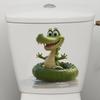 Cartoon Alligator Toilet Stickers, Waterproof Self-Adhesive Decals for Bathroom Decor