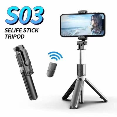 Selfie-Stick-Stativ S03 Ausziehbarer Stick Mini-Stativ mit abnehmbarer Fernbedienung für Smartphones Selfie-Telefonhalter für iPhone IOS Android