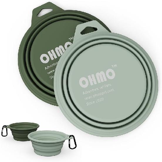 OHMO Collapsible Dog Bowl(2 Pack, 12oz/400ml) Premium Silicone Pet Water Bowls for Cats & Dogs, Portable Dog Travel Bowls Foldable for Outdoor 2x12oz