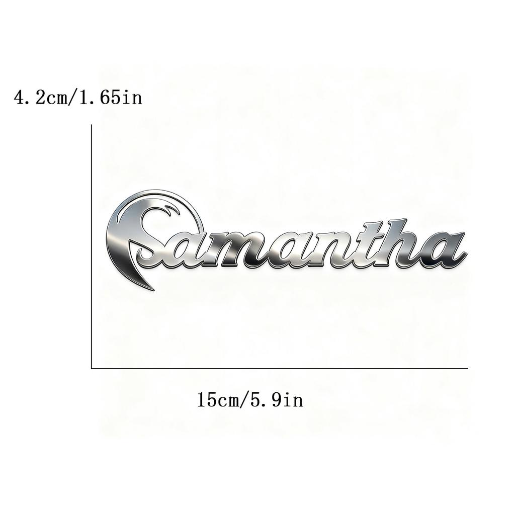 Stainless Steel Waterproof Custom Text Font 3d Metal Stickers Car Body Decal Creative DIY Decaration Silver Color Accessories