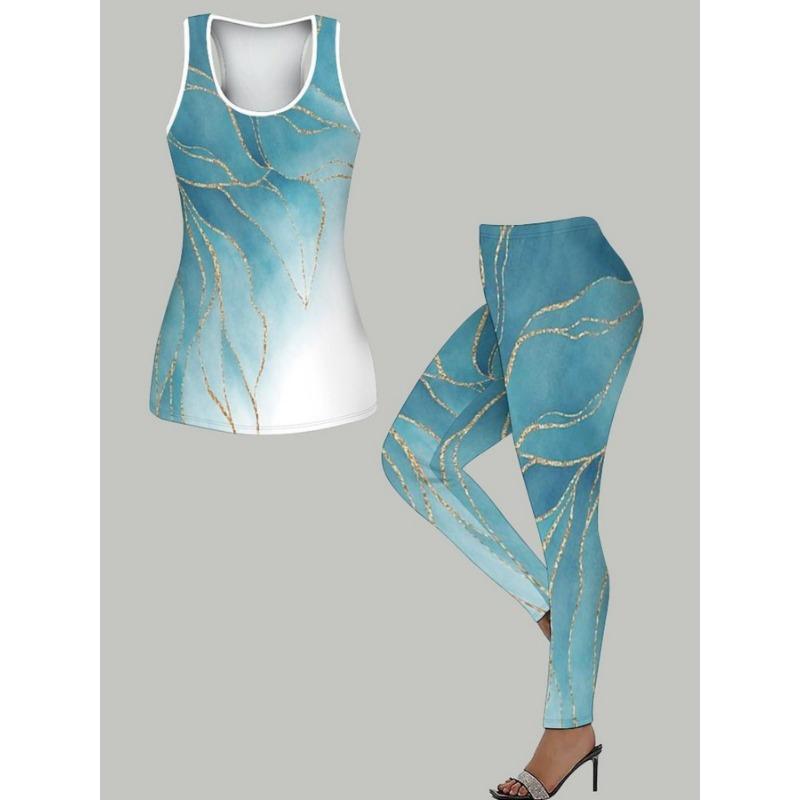 3D Fresh Blooming Flower Print Women's Fashionable and Versatile Two-piece Set Suitable for Home, Daily Sports and Leisure