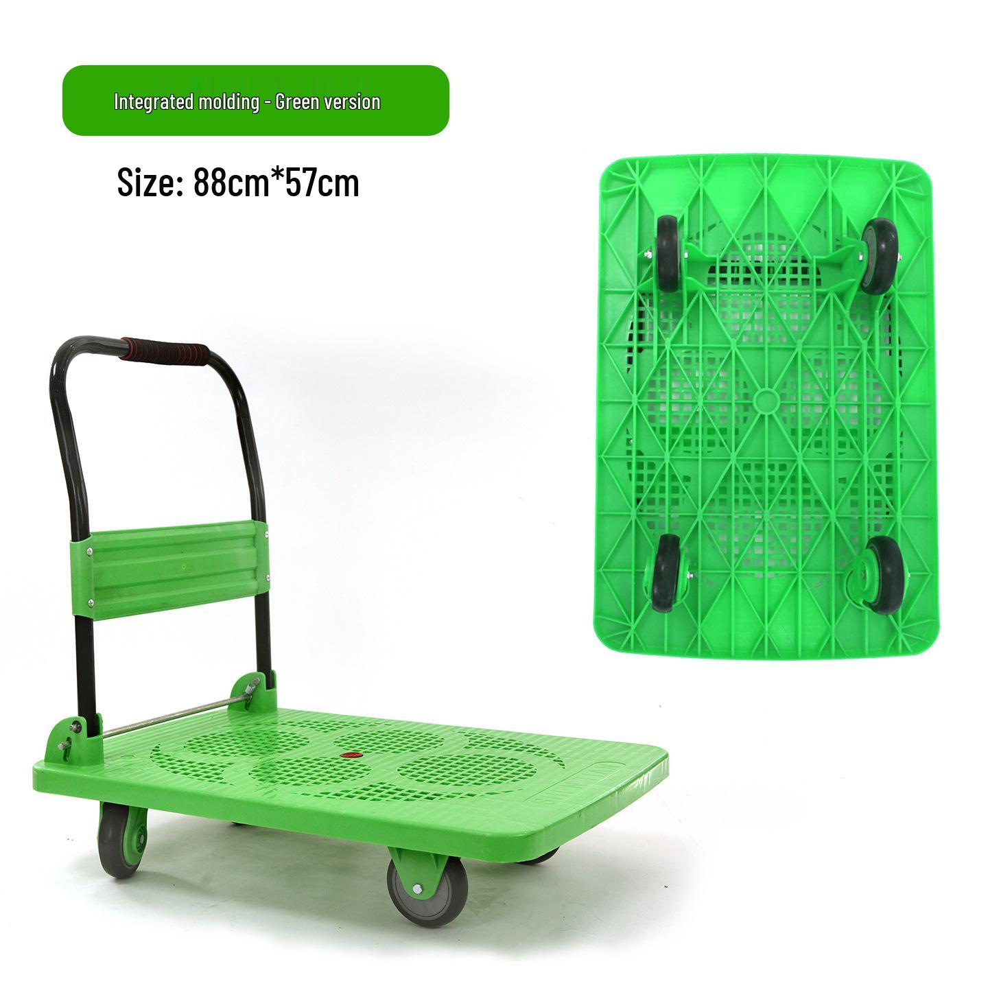 Portable Folding Hand Truck - Compact Flatbed Cart for Household Use Upgrade silent integrated green