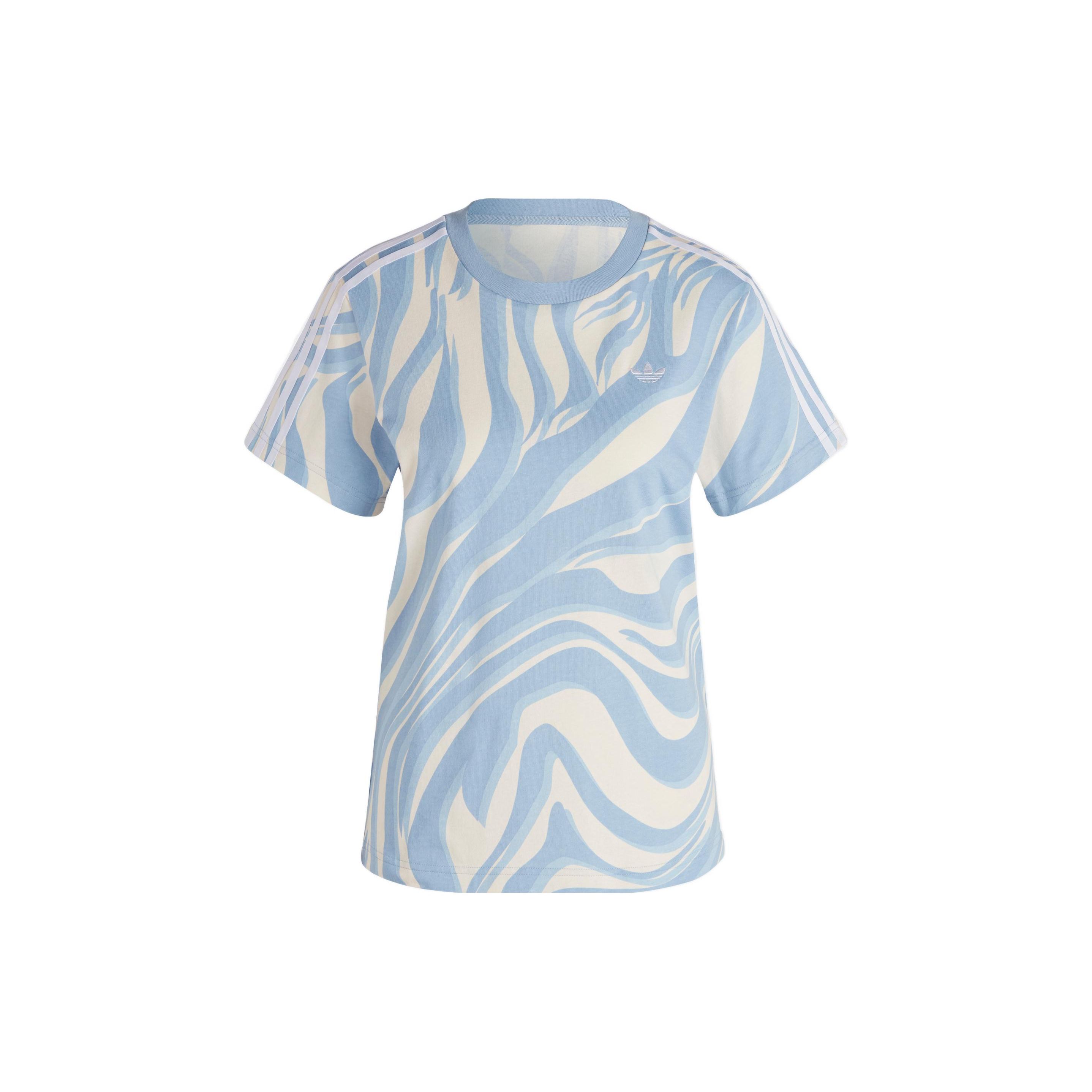 

Adidas Logo Printed Sports Short Sleeve T-Shirt Women Tops Sky-Blue IJ8193 S