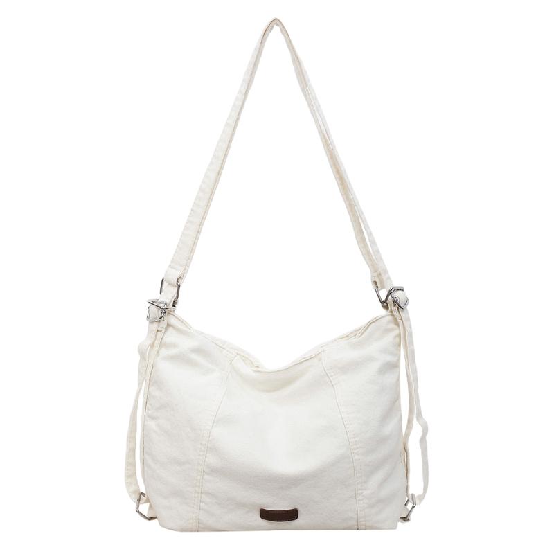 Fashi Lightweight Solid Color Canvas Zipper Shoulder Bags 2026 Sewing Thread Casual Versatile Women's Crossbody Bags