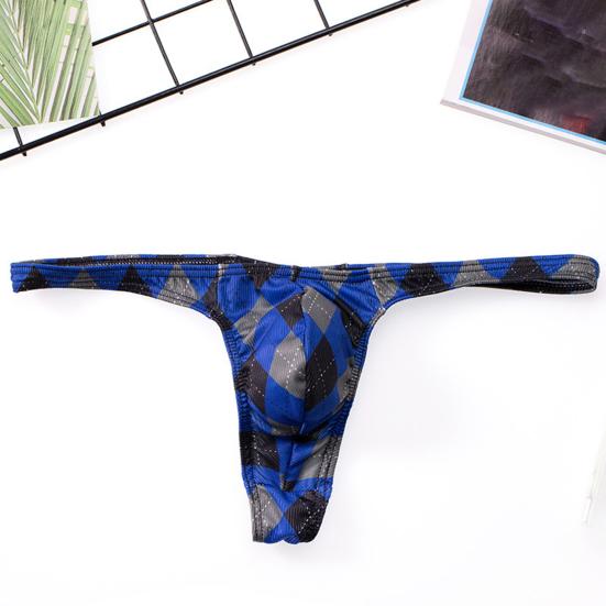 Pánská tanga Károvaný potisk Sexy každodenní nošení Pánské elastické pas G-string kalhotky