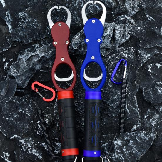 Aluminum Alloy Fish Gripper with Scale Mouth Lip Grabber with Weight Scale Fish Control Clamp Pliers Catcher Tong Fishing Accessories