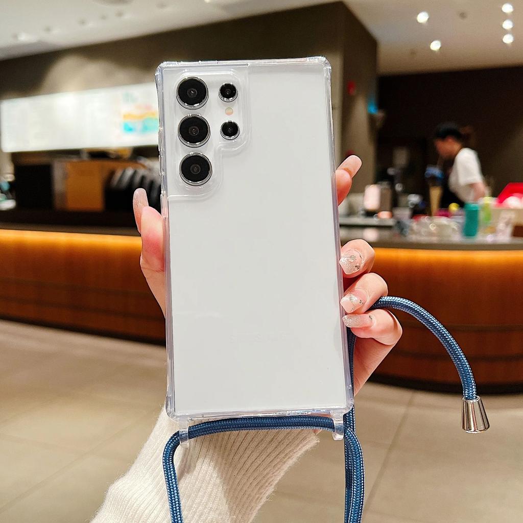 Husă Lanyard Colier Crossbody Transparentă Pentru Samsung S25 S24 S23 S22 Plus Ultra FE A55 A35 A25 A15 A54 A34 Husă Rezistentă la Șocuri