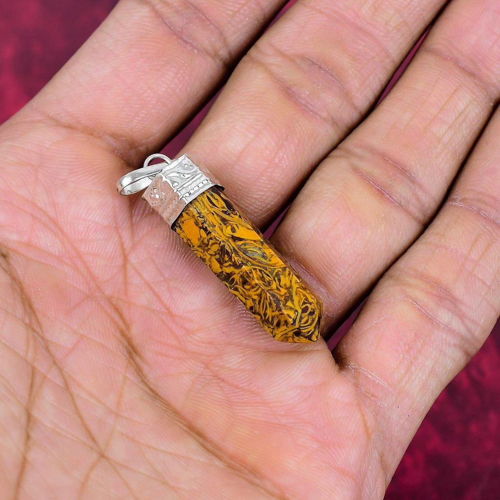 Snakeskin Jasper Pendant, 925 Solid Sterling Silver Jewelry, Gemstone Pendant, Gift For Her Handmade Dainty Jewelry