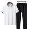 Men's Quick-Dry Ice Silk Short Sleeve Polo & Long Pants Set