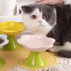 High Footed Ceramics Flower Cat Bowl Plate Prevent Tipping Over Cat Food Bowl Water Plateprotecting Cervical Spine Pet Bowl
