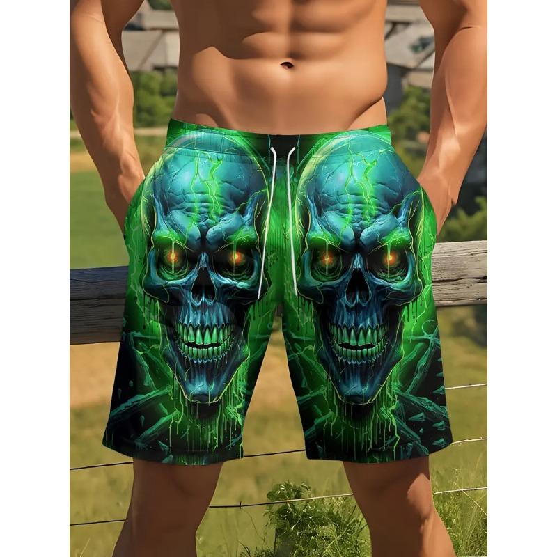 Men's Shorts Swimming Trunks Quick-drying 3D Print Horror Skull Graphic Beach Shorts Outdoor Harajuku Y2k Unisex Pop Swimwear