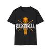 Rock'N'Roll Gitarre und Schlagstöcke T-Shirt, Musik Logo Tee, Regular Fit Oberteil
