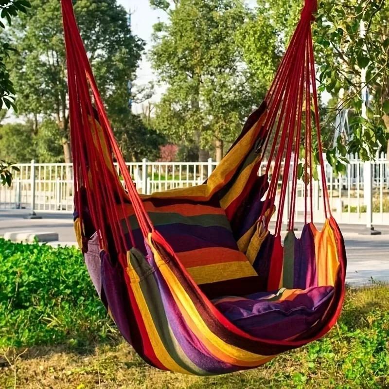 1 Stück Schaukelstuhl(Mit Aufbewahrungstasche Outdoor Hängesessel Canvas Freizeit Schaukelstuhl Ohne Kissen oder Polster Wohnheim Hängematte