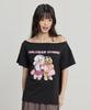 WAIKEI Maltese Gyaru Off-Shoulder T-Shirt Black
