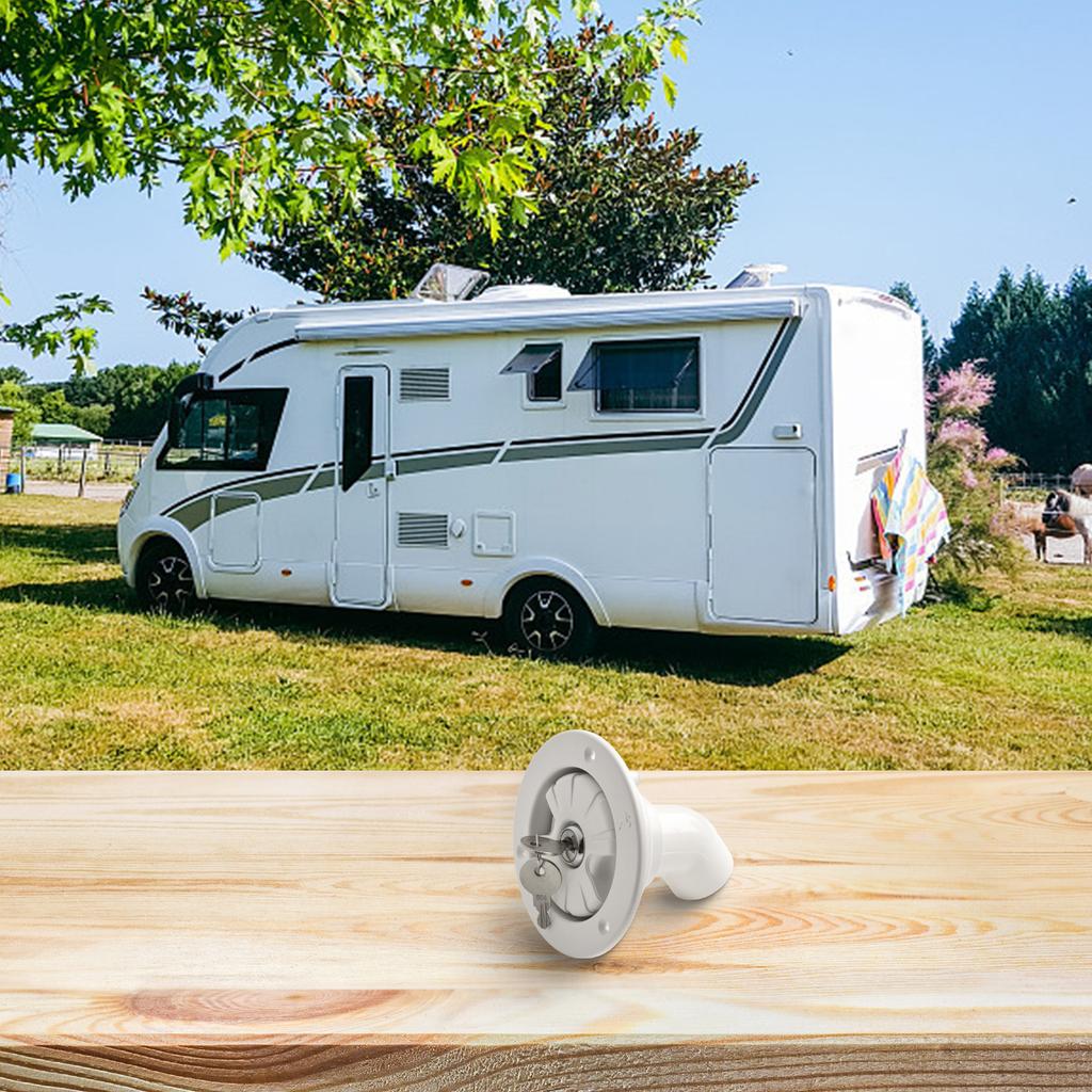 RV Water Filler Cap with Industrial Curved Texture and Reverse Venting Design Suitable for Caravans and Campers