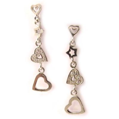 [C6345] - Silver Earrings 'Bonheur' Silver White (rhodium-plated) - 26x3 Mm