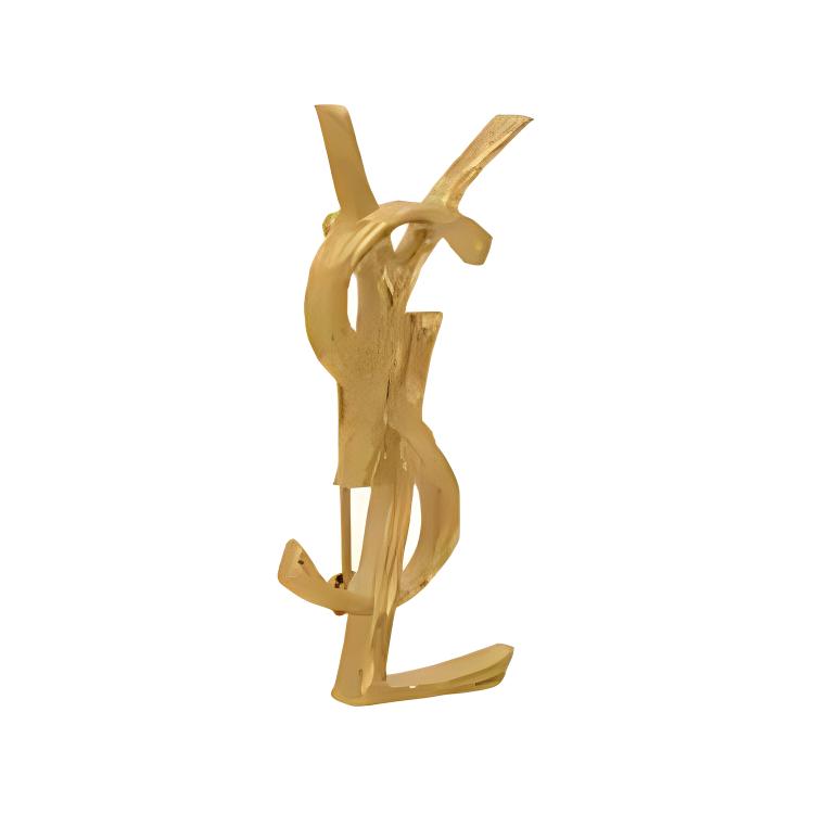 Saint Laurent Strukturierte Messingbrosche Damen Accessoires Gold 748486Y15008007