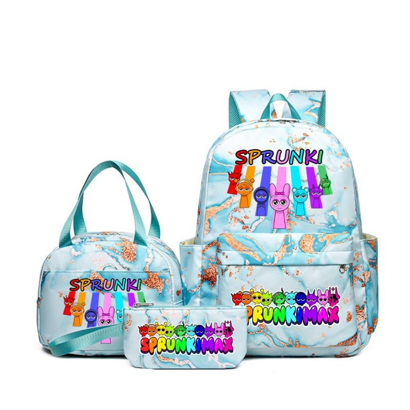 Sprunki Rhythm Box Cartoon Kids School Backpack Set With Lunch Bag Pencil Case Boys Girls