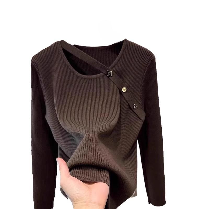 Stilig strikket topp for kvinner, genser for høst og vinter, moteriktig undertrøye
